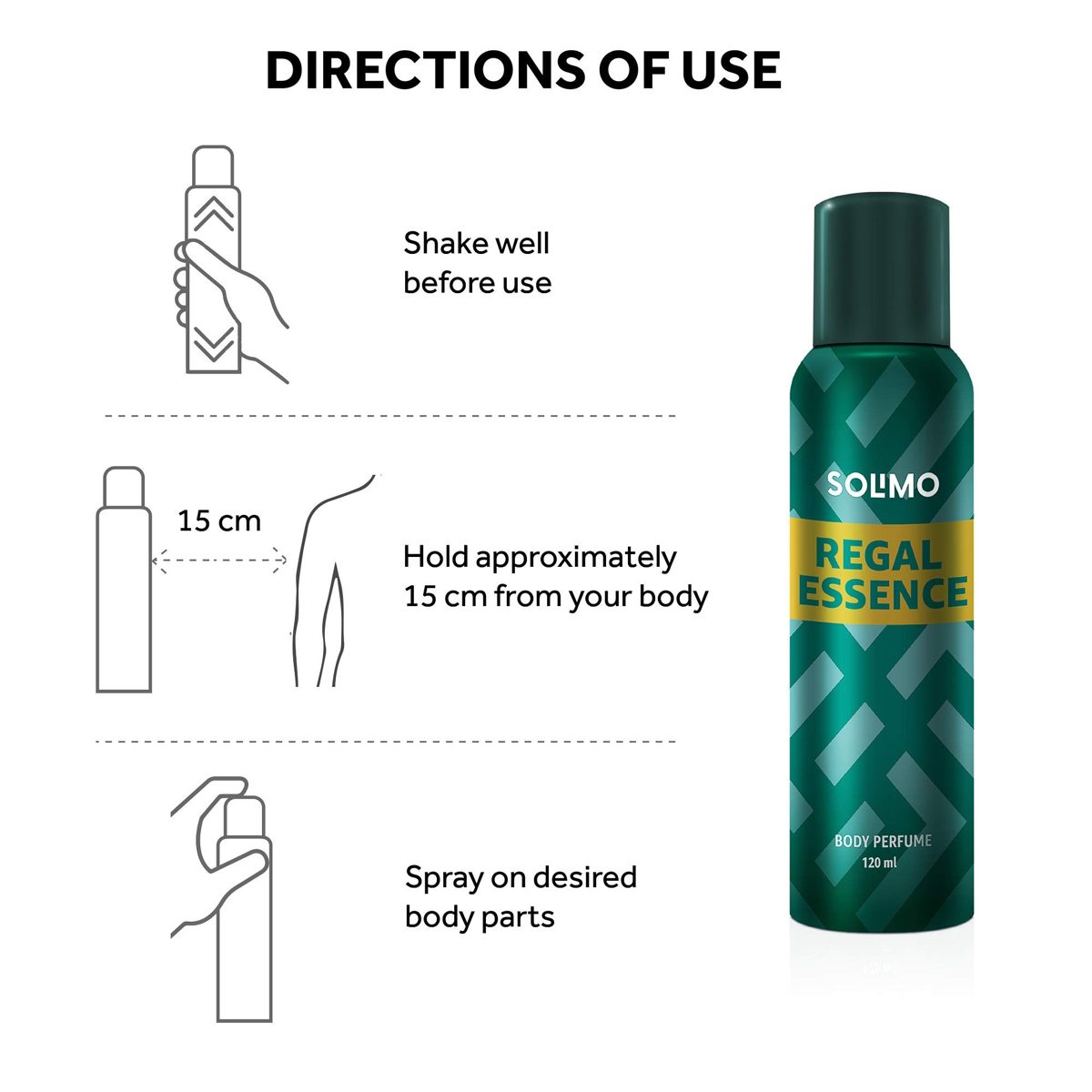 Amazon Brand - Solimo Regal Essence No Gas Body Perfume For Men, 120 ml