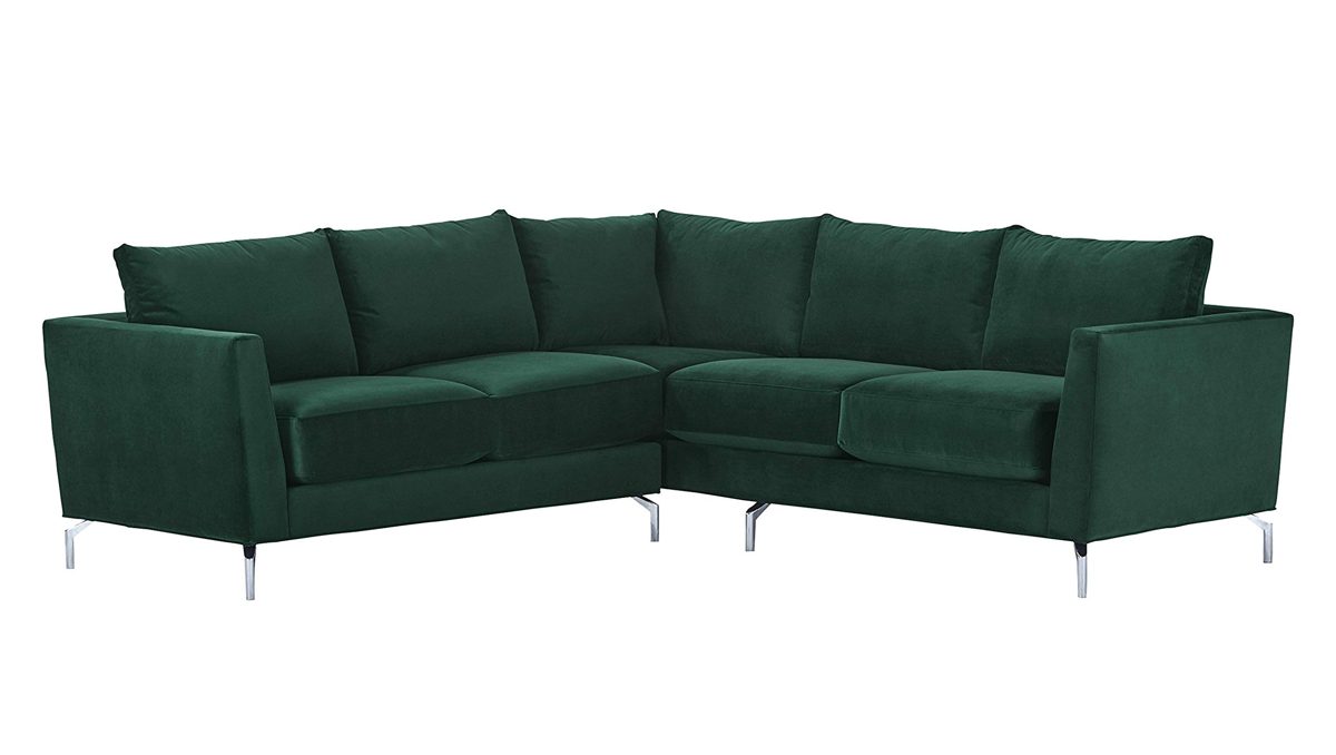 Amazon Brand – Rivet Emerly Modern Sectional Sofa, 96"W, Emerald