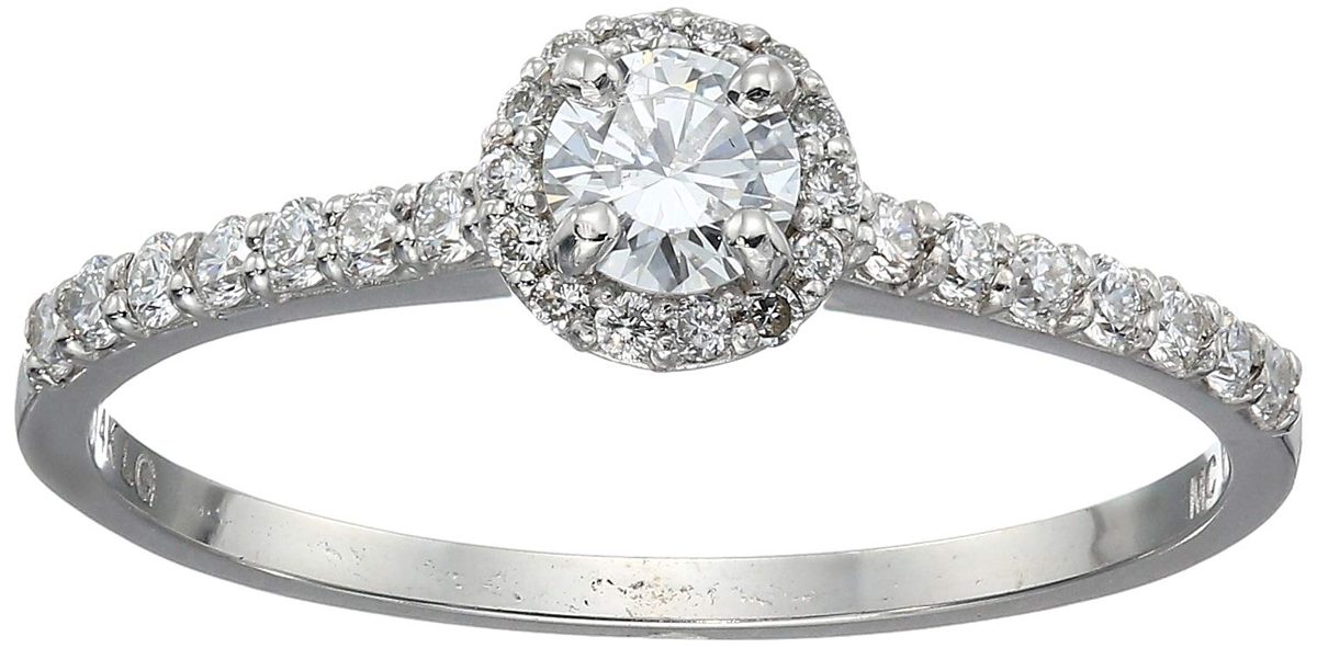 IGI Certified Lab Grown Diamond Halo Engagement Ring in 14k White Gold (1.0 CT.TW., I-J Color, SI1-SI2 Clarity), Size 7