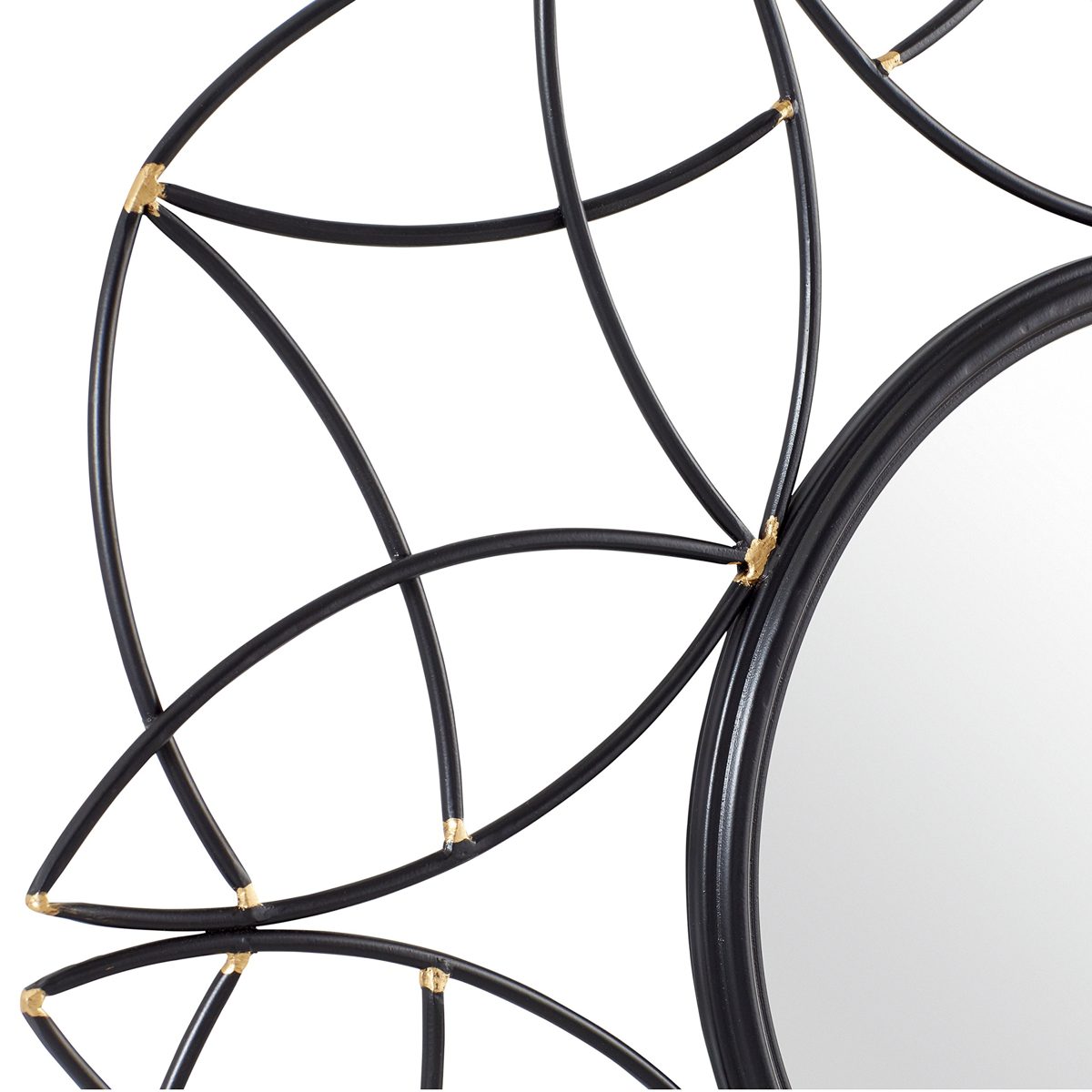 Amazon Brand – Rivet Modern Metal Floral Pattern Round Hanging Wall Mirror, 30.5 Inch Height, Black