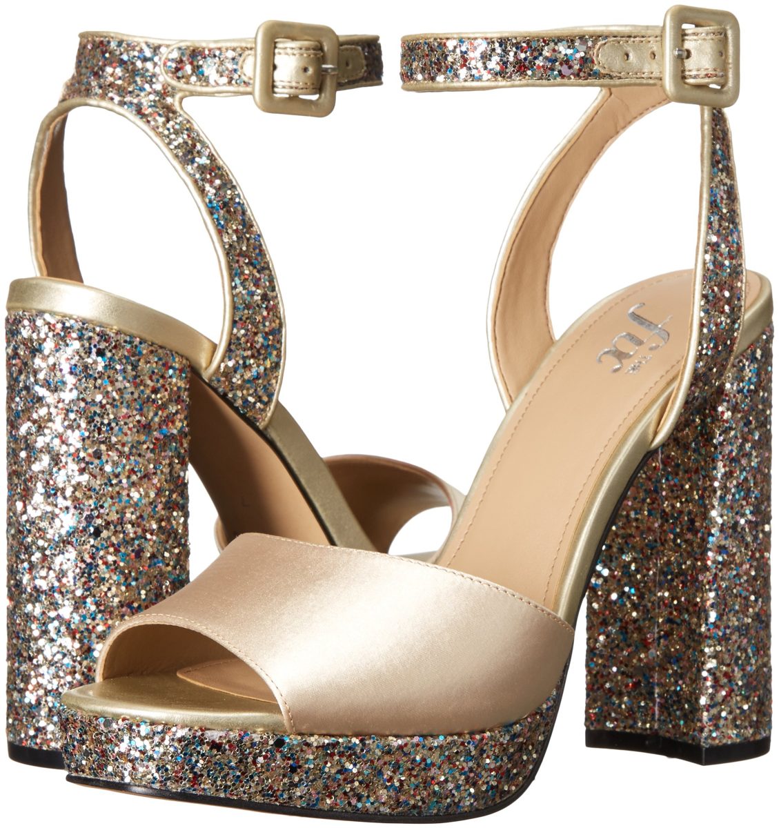 Amazon Brand - The Fix Women's Gia Colorblock Platform Sandal with Ankle Strap, Prosecco/Gold Multi, 8 B US