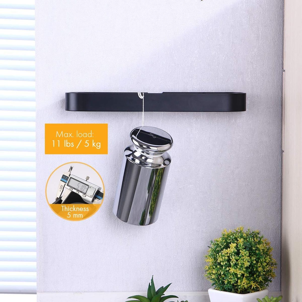 UMI. Small Shoes Rack 11 Inches Door Shoe Organizer Hanging Shoe Shelves Aluminum RUSTPROOF Wall Mount No Drill Black, SSR400S30DG-BK