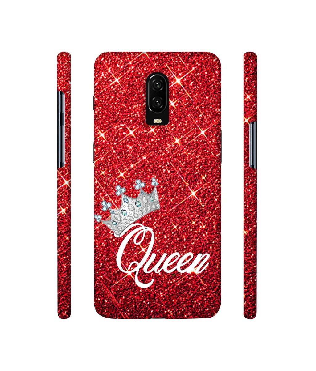 Amazon Brand - Solimo Designer Queen On Red Glitter 3D Printed Hard Back Case Mobile Cover for Oneplus 6T