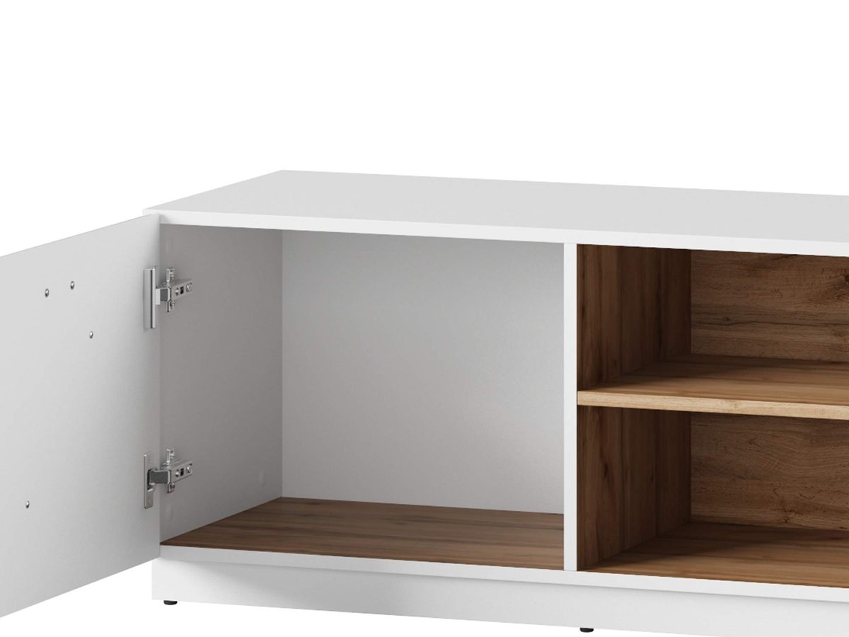Amazon Brand - Movian TV Unit with Storage, 40 x 154cm, Oak/Timber/High Gloss White