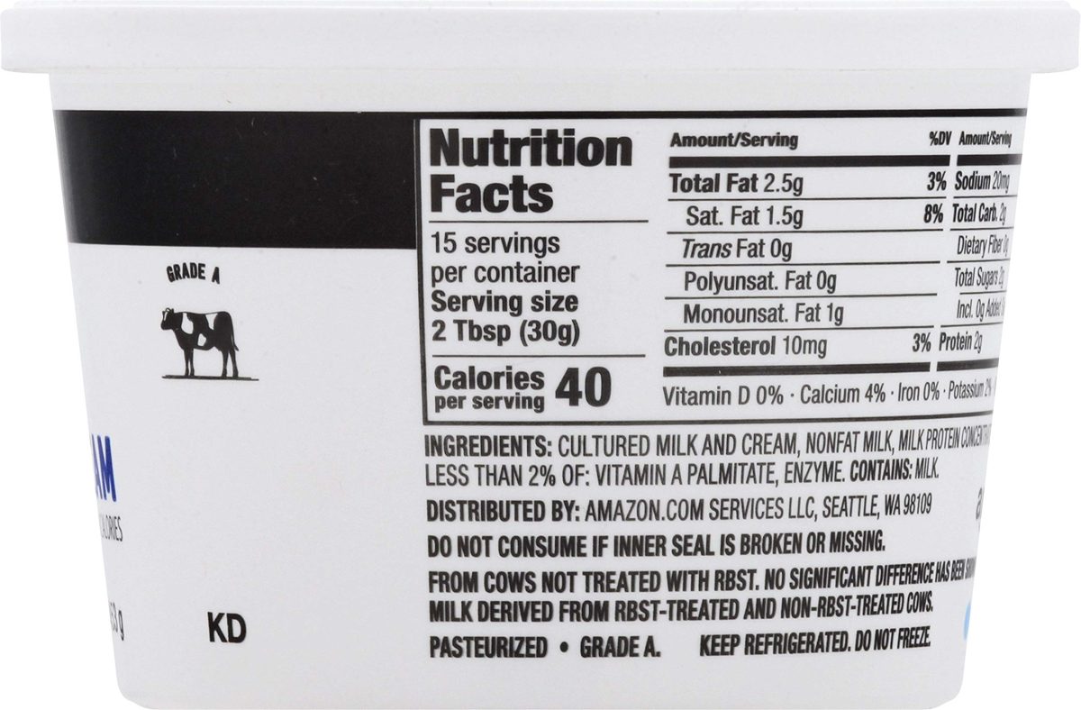 Amazon Brand - Happy Belly Light Sour Cream, Kosher, 16 Ounce