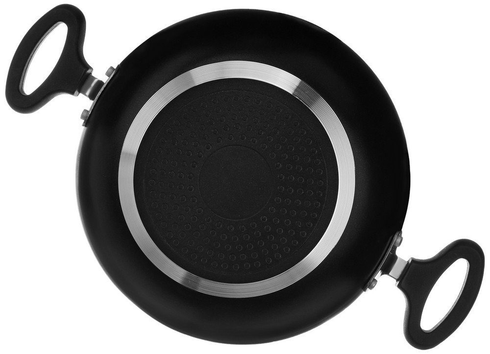 Amazon Brand - Solimo Non-Stick Kadai with Glass Lid, 24 cm (Induction and Gas compatible),Black