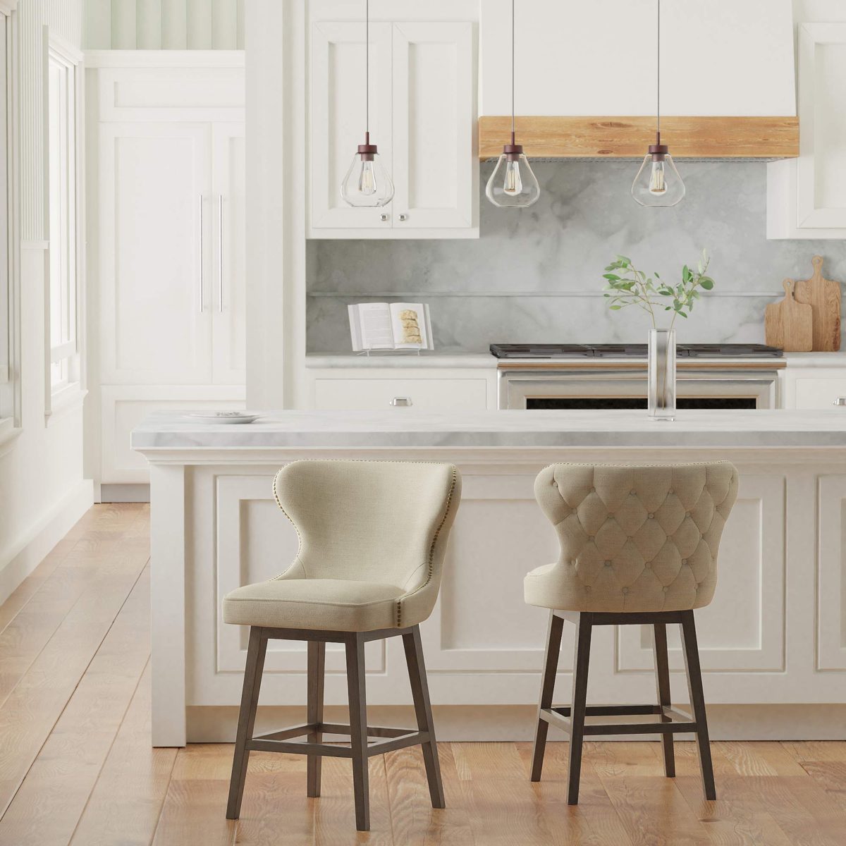 Amazon Brand – Stone & Beam Louise Memory Swivel Counter-Height Barstool, 38.2"H, Hemp