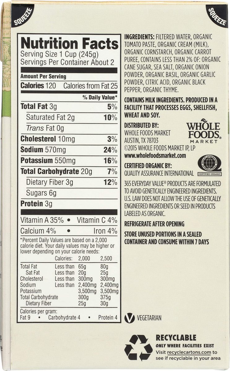 365 Everyday Value, Organic Tomato Bisque, 17 oz