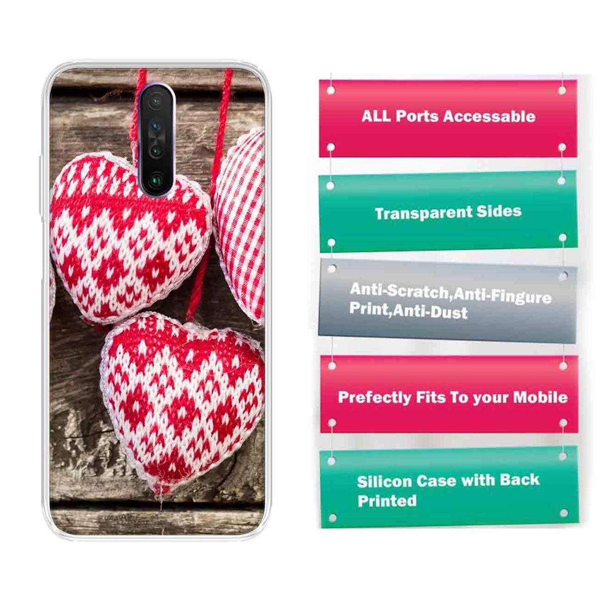 Amazon Brand - Solimo Designer Multicolor Thread Heart Abstract Design Printed Soft Back Case Mobile Cover for Poco X2 / Xiaomi Redmi K30