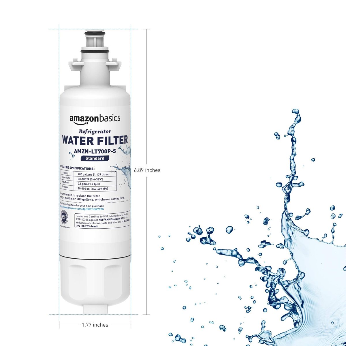 AmazonBasics Replacement LG LT700P Refrigerator Water Filter Cartridge - Pack of 3, Standard Filtration (Renewed)