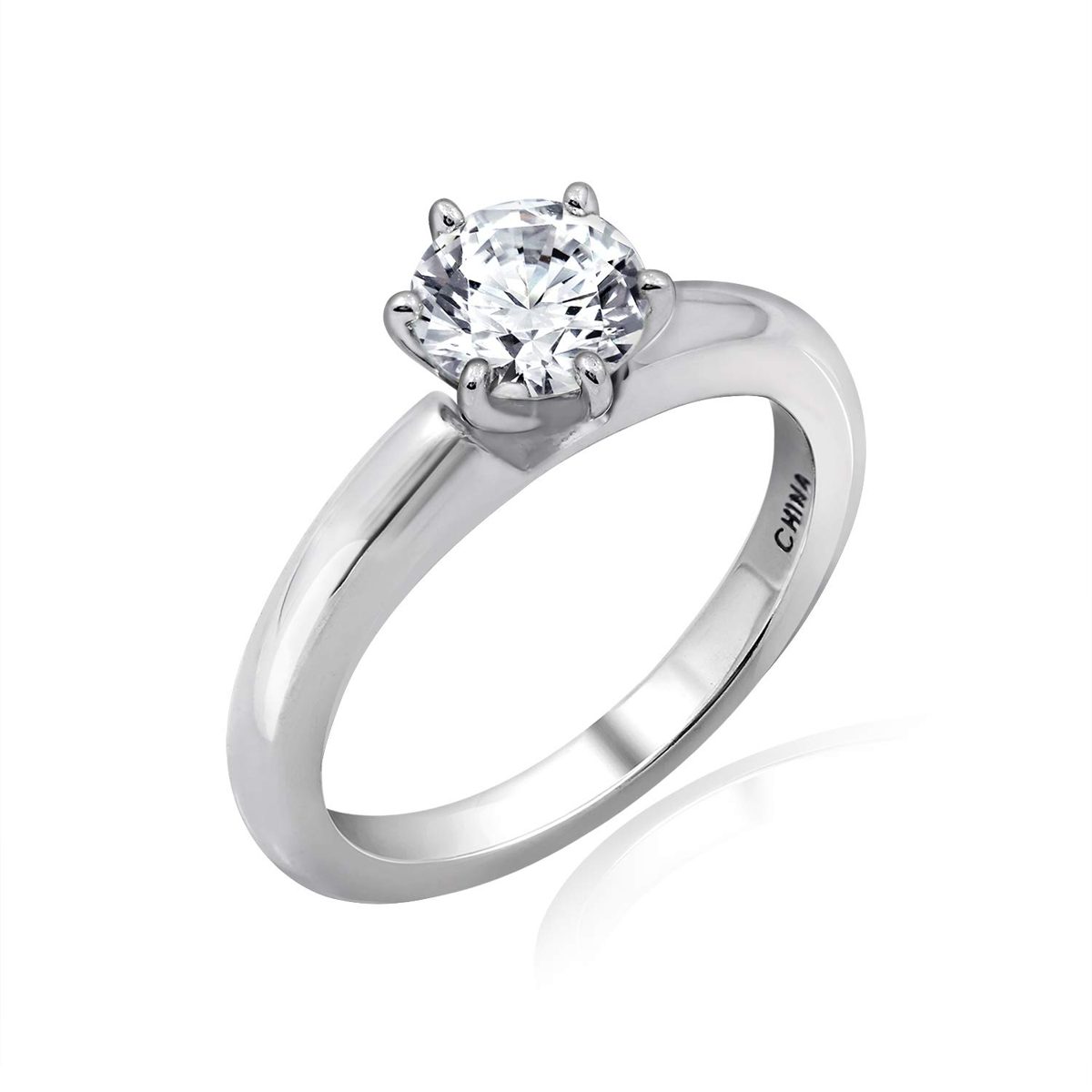 [Find] Amazon Collection Platinum Plated 100 Sterling siruba-kuriaraundokyu-bikkuzirukonia fasettosoritexiaringu, Size 11