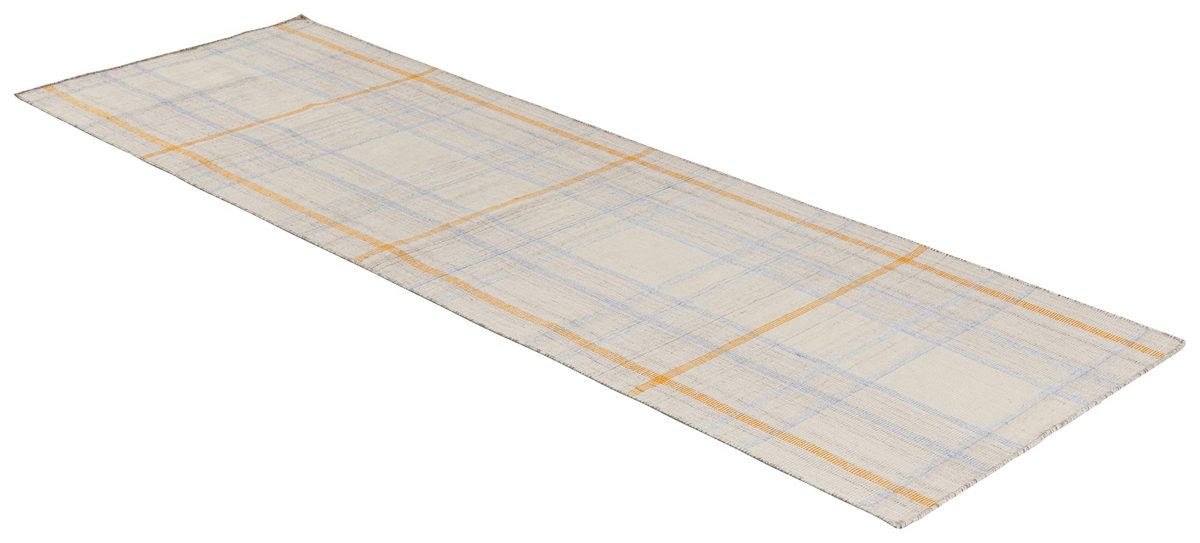 Amazon Brand – Stone & Beam Casual Plaid Runner Rug, 2' 6" x 8', Flatweave, Grey, Ivory, Yellow