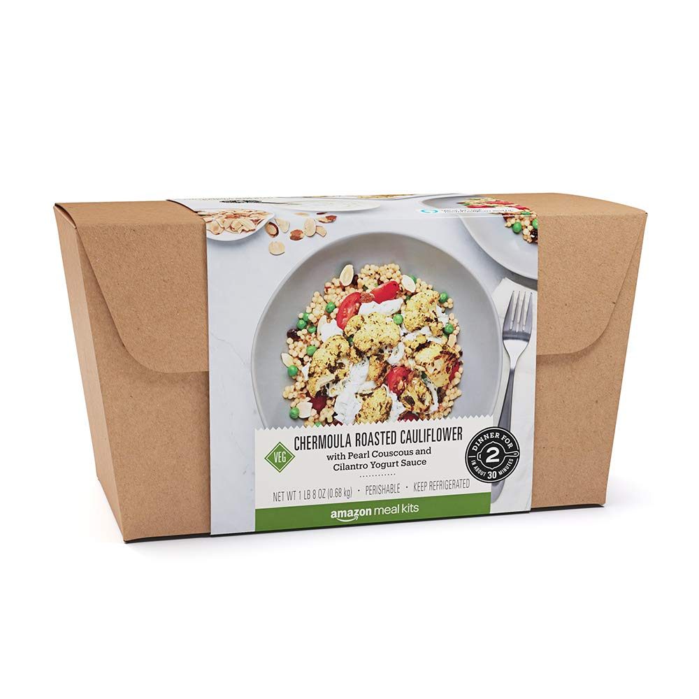 Amazon  Meal Kits, Chermoula Roasted Cauliflower with Pearl Couscous & Cilantro Yogurt Sauce , Serves 2