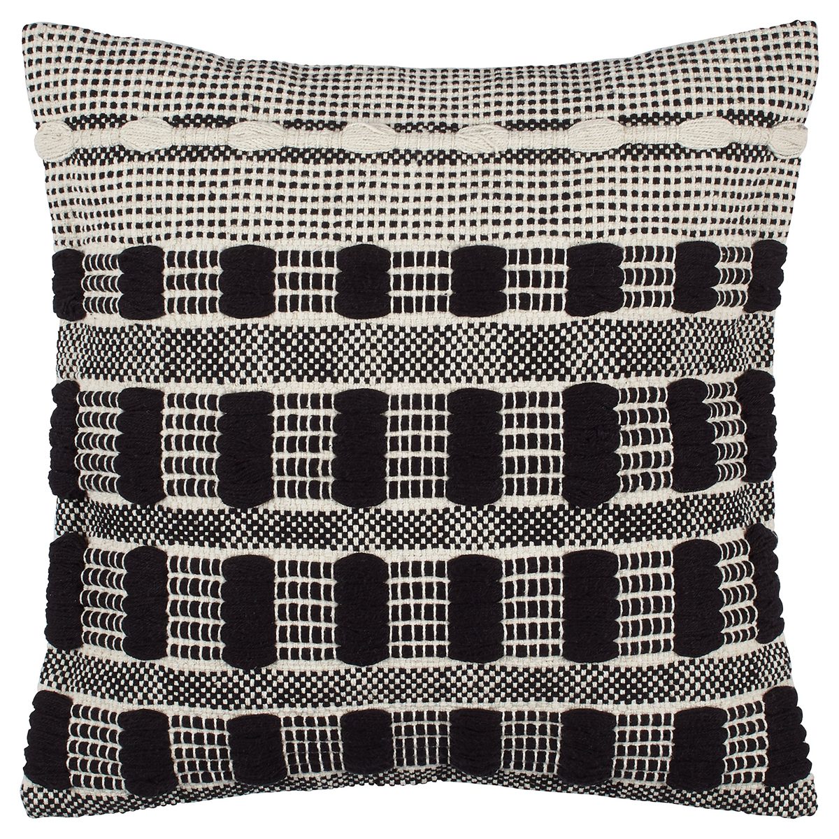 Amazon Brand – Rivet Modern 100% Cotton Tufted Contrast Decorative Throw Pillow, 17" x 17", Black White