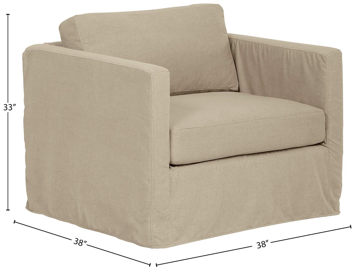 Amazon Brand – Stone & Beam Andover Slipcover Chair, 38"W, Dove Fabric
