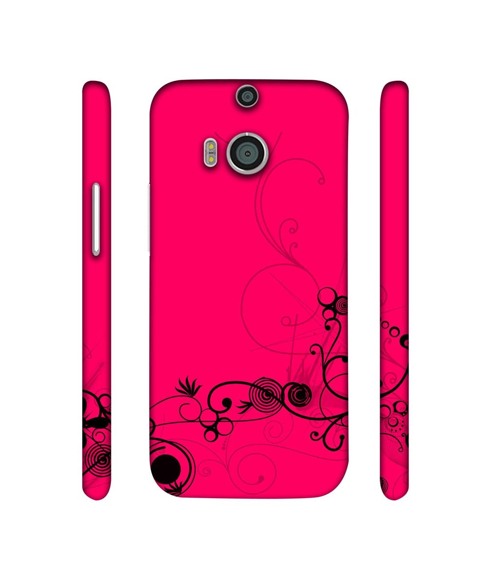 Amazon Brand - Solimo Designer Black Pattern on Pink 3D Printed Hard Back Case Mobile Cover for HTC One M8