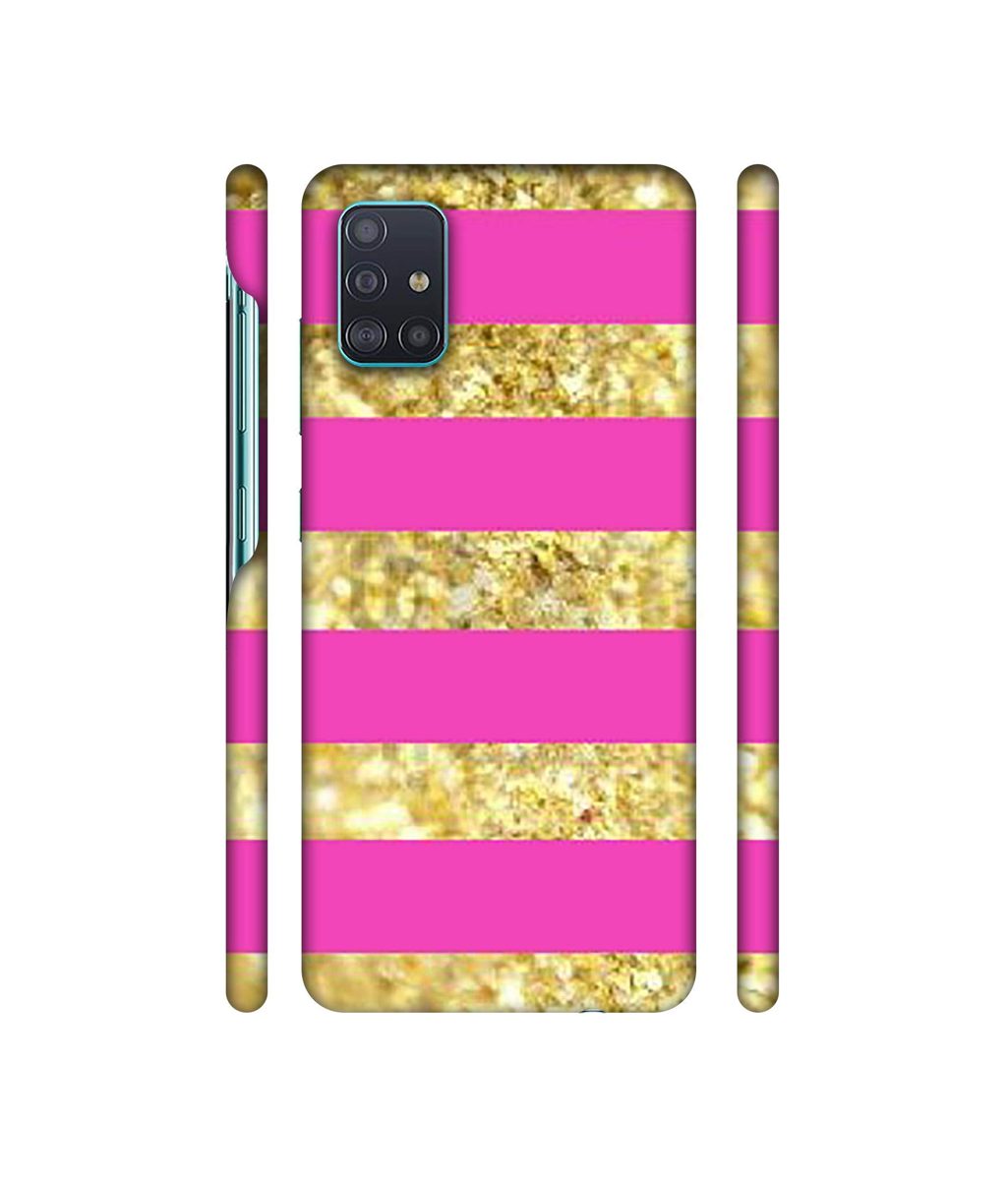 Amazon Brand - Solimo Designer Golden Stripes 3D Printed Hard Back Case Mobile Cover for Samsung Galaxy A51