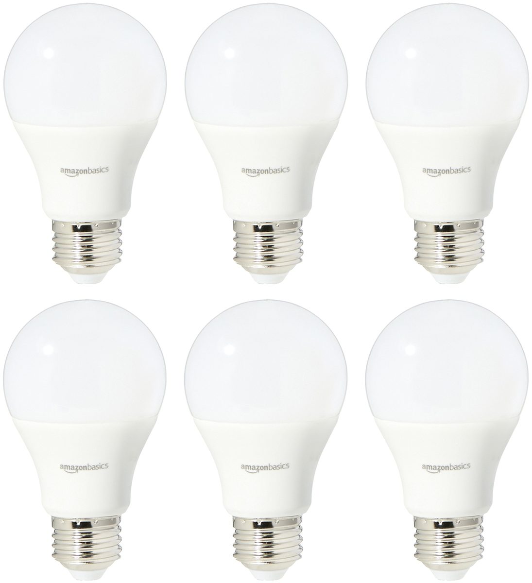 AmazonBasics 40 Watt Equivalent, Daylight, Dimmable, A19 LED Light Bulb | 6-Pack
