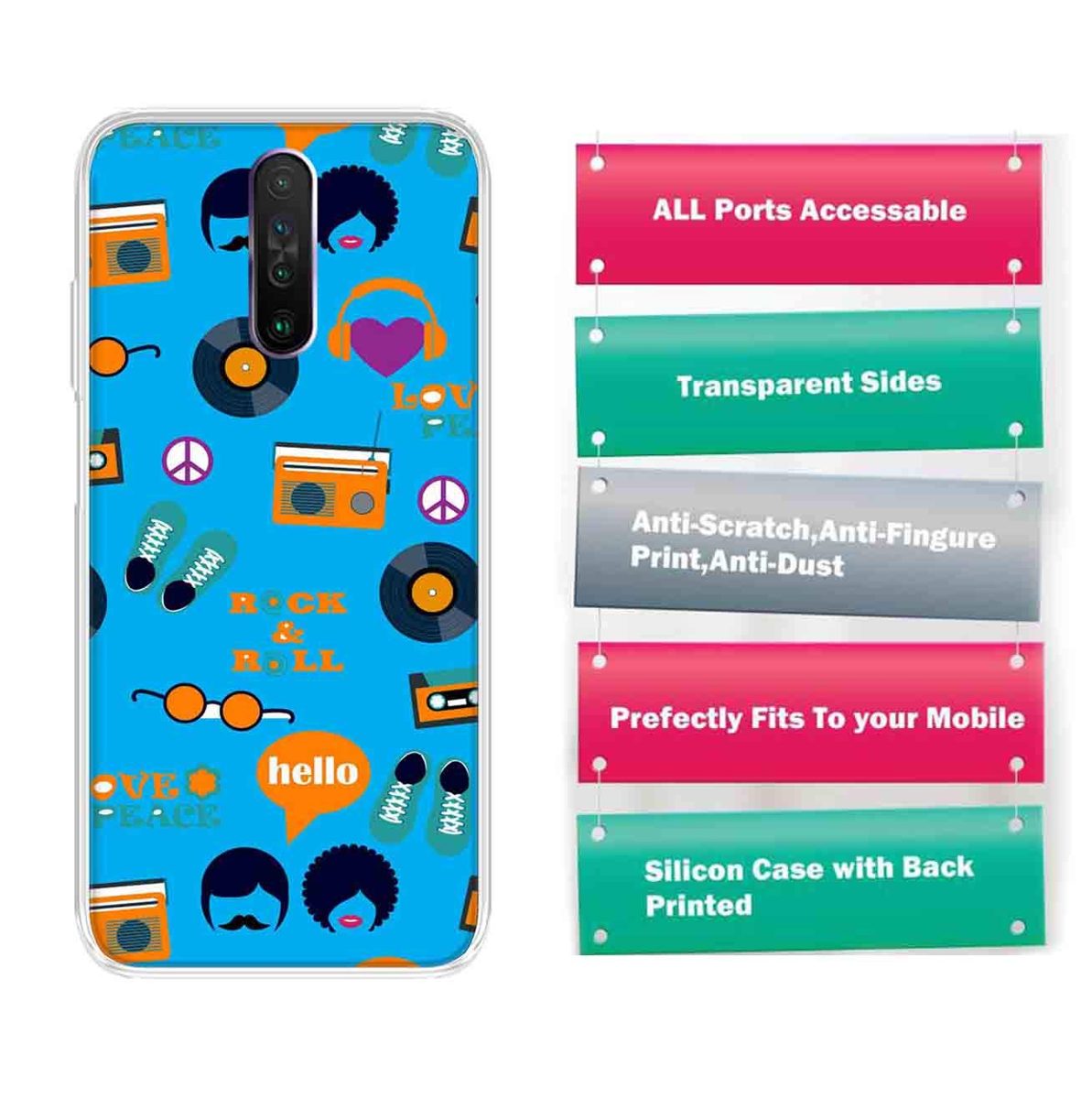 Amazon Brand - Solimo Designer Multicolor Blue Pattern Design Printed Soft Back Case Mobile Cover for Poco X2 / Xiaomi Redmi K30
