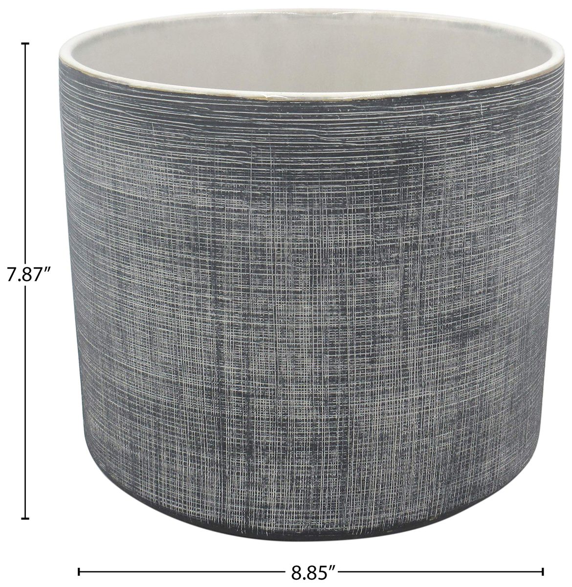 Amazon Brand – Stone & Beam Mid-Century 100% Stoneware Planter, 7.87"H, Distressed Black