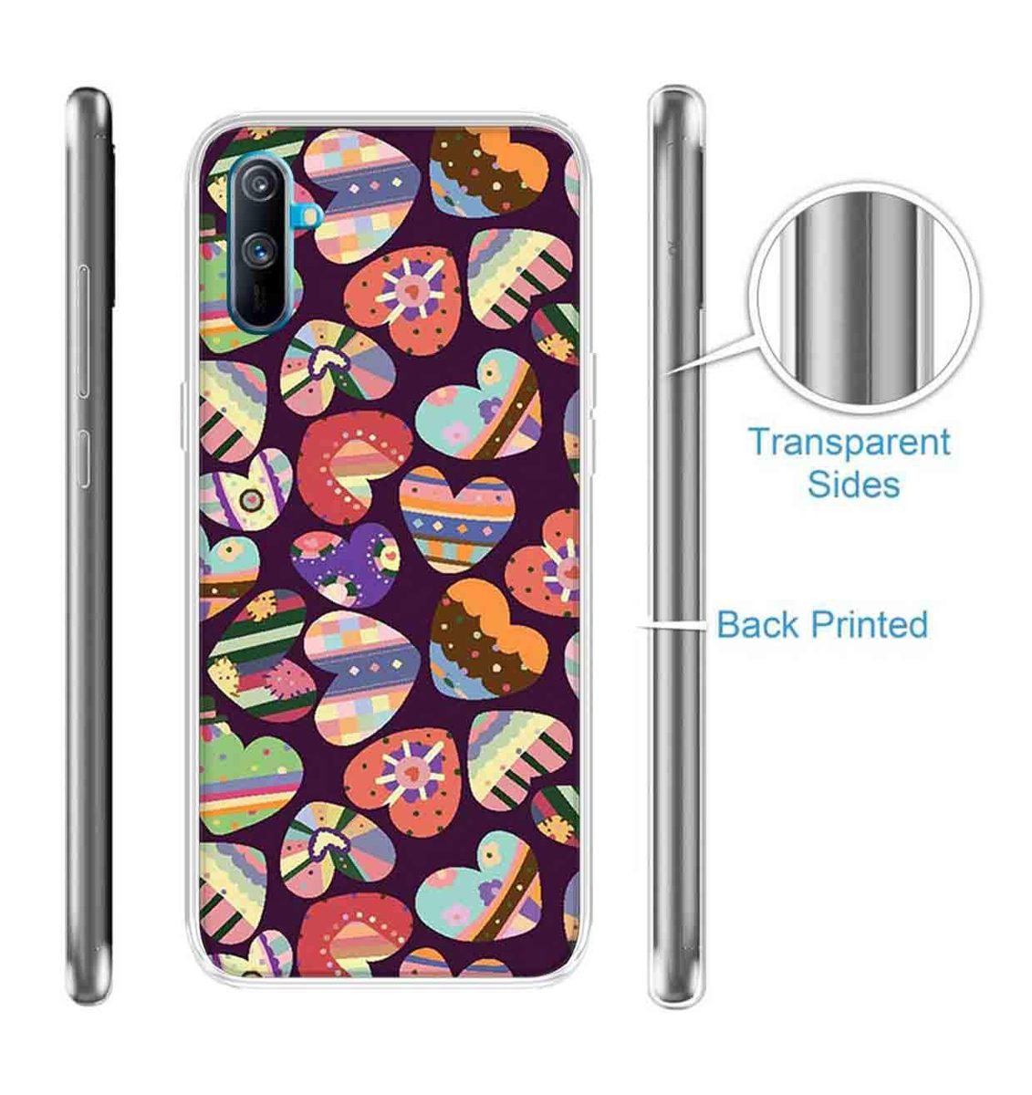 Amazon Brand - Solimo Designer Multicolor Motif Heart Pattern Design Printed Soft Back Case Mobile Cover for Realme C3