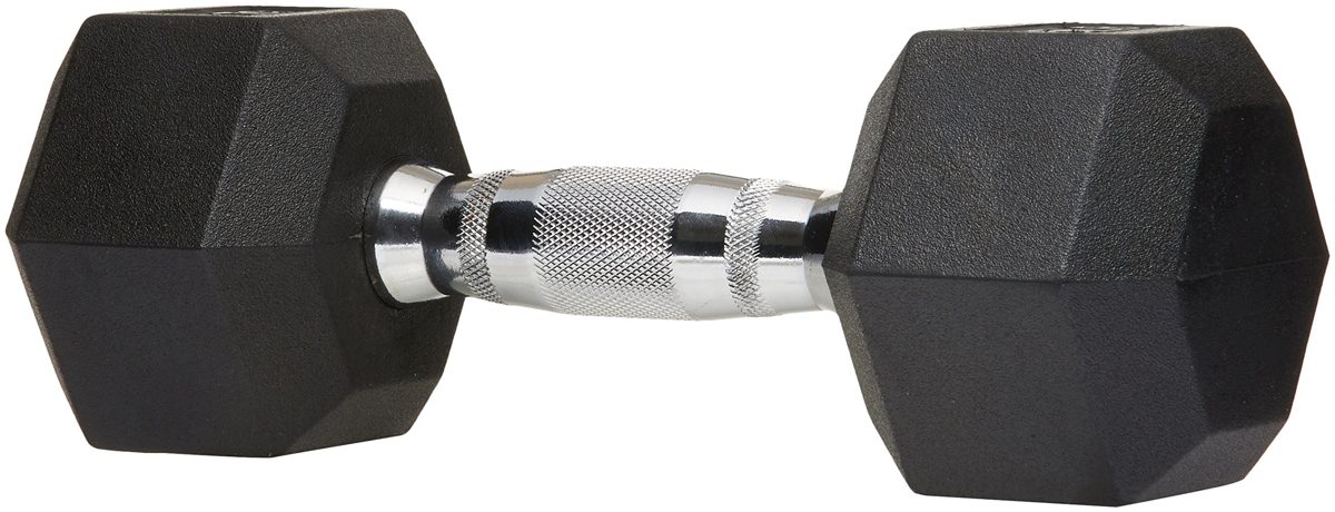 AmazonBasics Rubber Encased Hex Dumbbell Weight - 10.7 x 4 x 3.5 Inches, 10 Pounds, Pack of 1