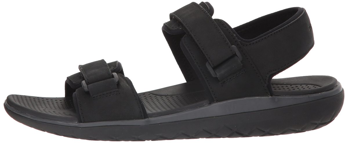 206 Collective Amazon Brand Men's Greenlake Double Band Velcro Sandal, Black Canvas/Nubuck, 8 D US