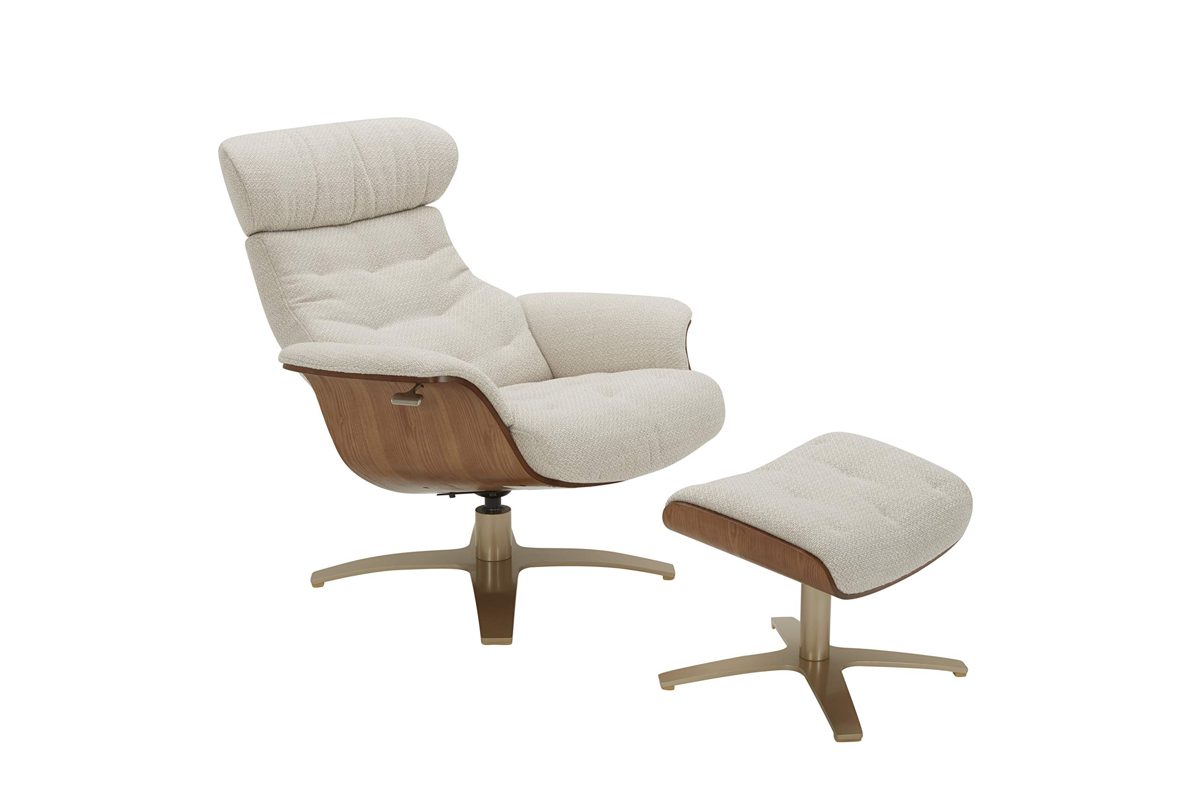Amazon Brand – Rivet Olander Mid-Century Modern Recliner Chair with a Swivel Base, 31.1"W, Stucco