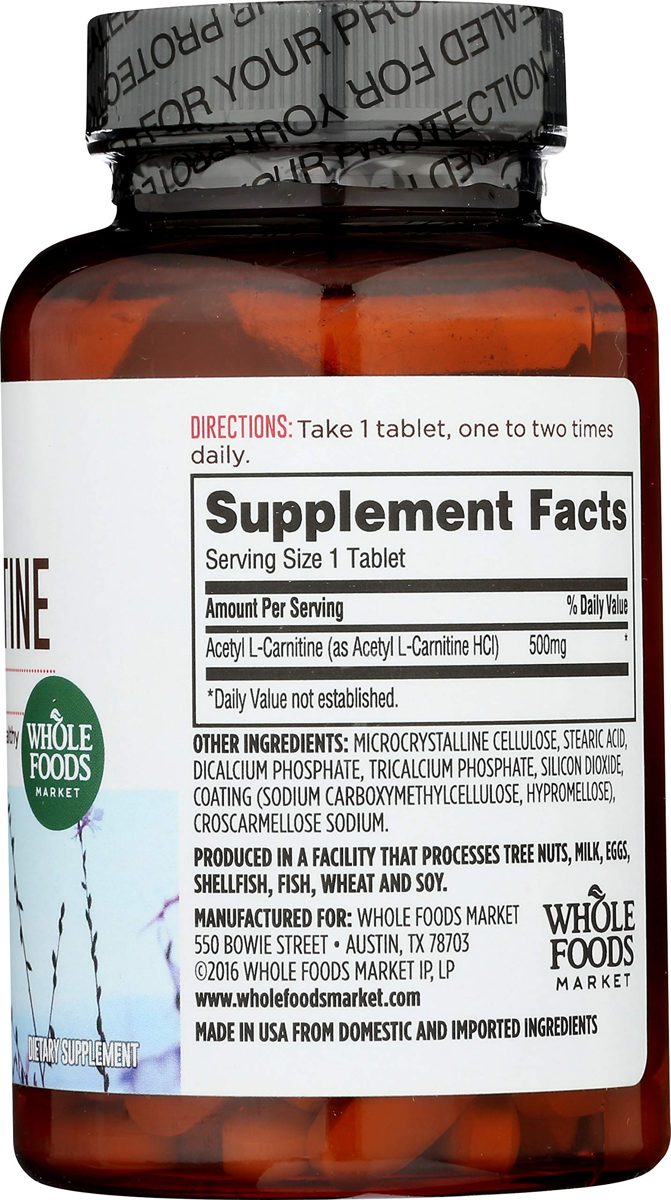 Whole Foods Market, Acetyl L-Carnitine 500mg, 100 ct