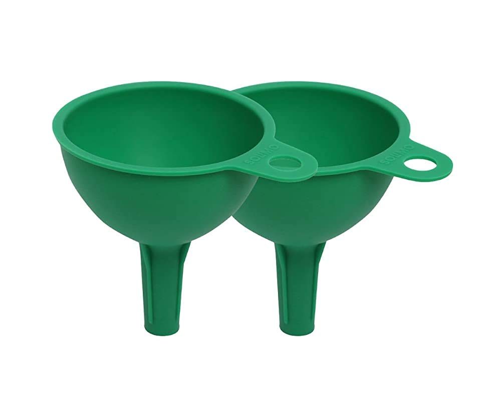 (Renewed) Amazon Brand - Solimo Silicone Rubber Funnel for Kitchen, Set of 2, Green