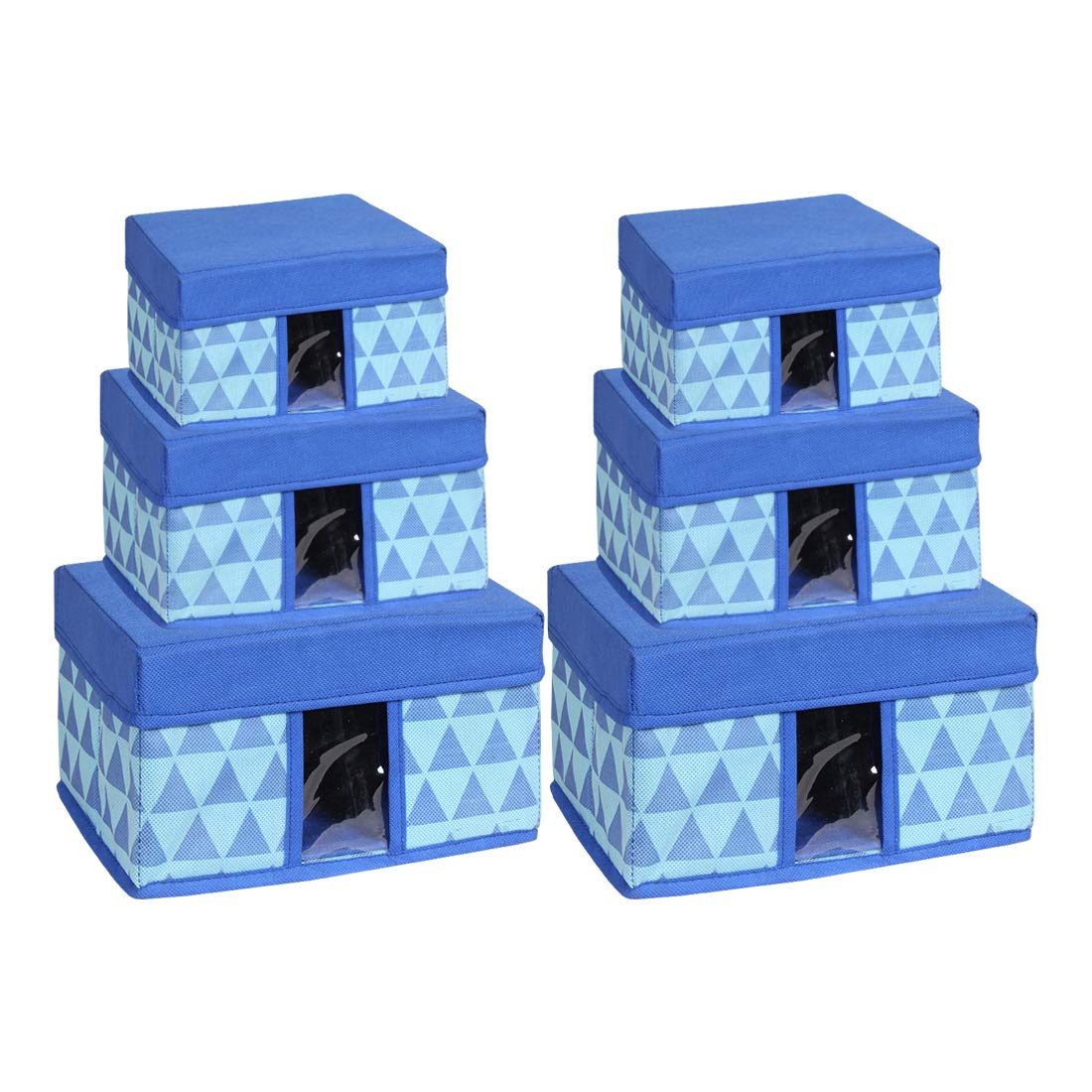 Amazon Brand - Solimo Printed Fabric Rectangular Storage Box, Set of 6, Medical Blue