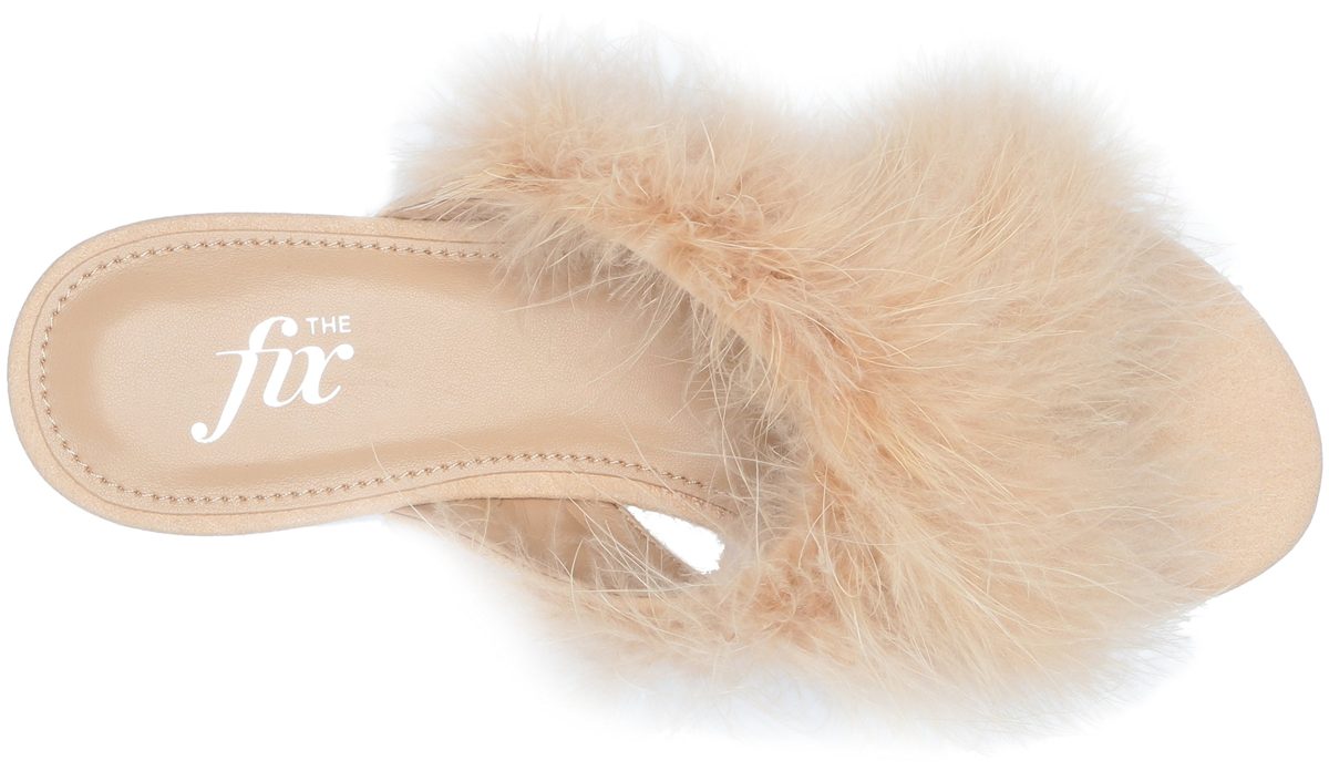 Amazon Brand - The Fix Women's Nadia Feather Slide Sandal Flat, Dove Suede, 8.5 B US