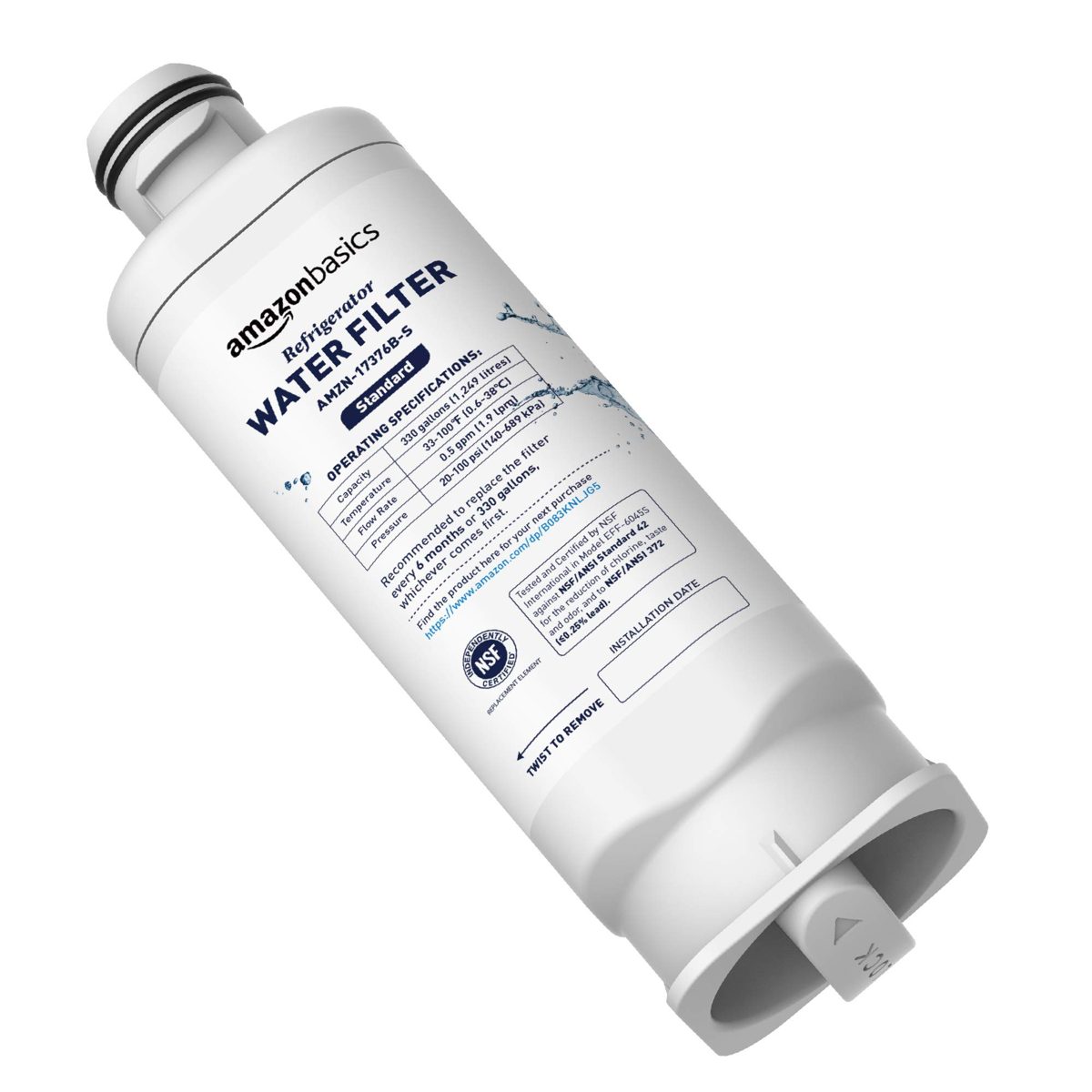 AmazonBasics Replacement Samsung DA97-17376B, HAF-QIN/EXP Refrigerator Water Filter, 1-Pack, Standard Filtration