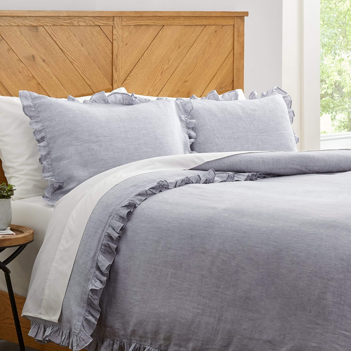 Stone & Beam Linen Ruffle Duvet Set