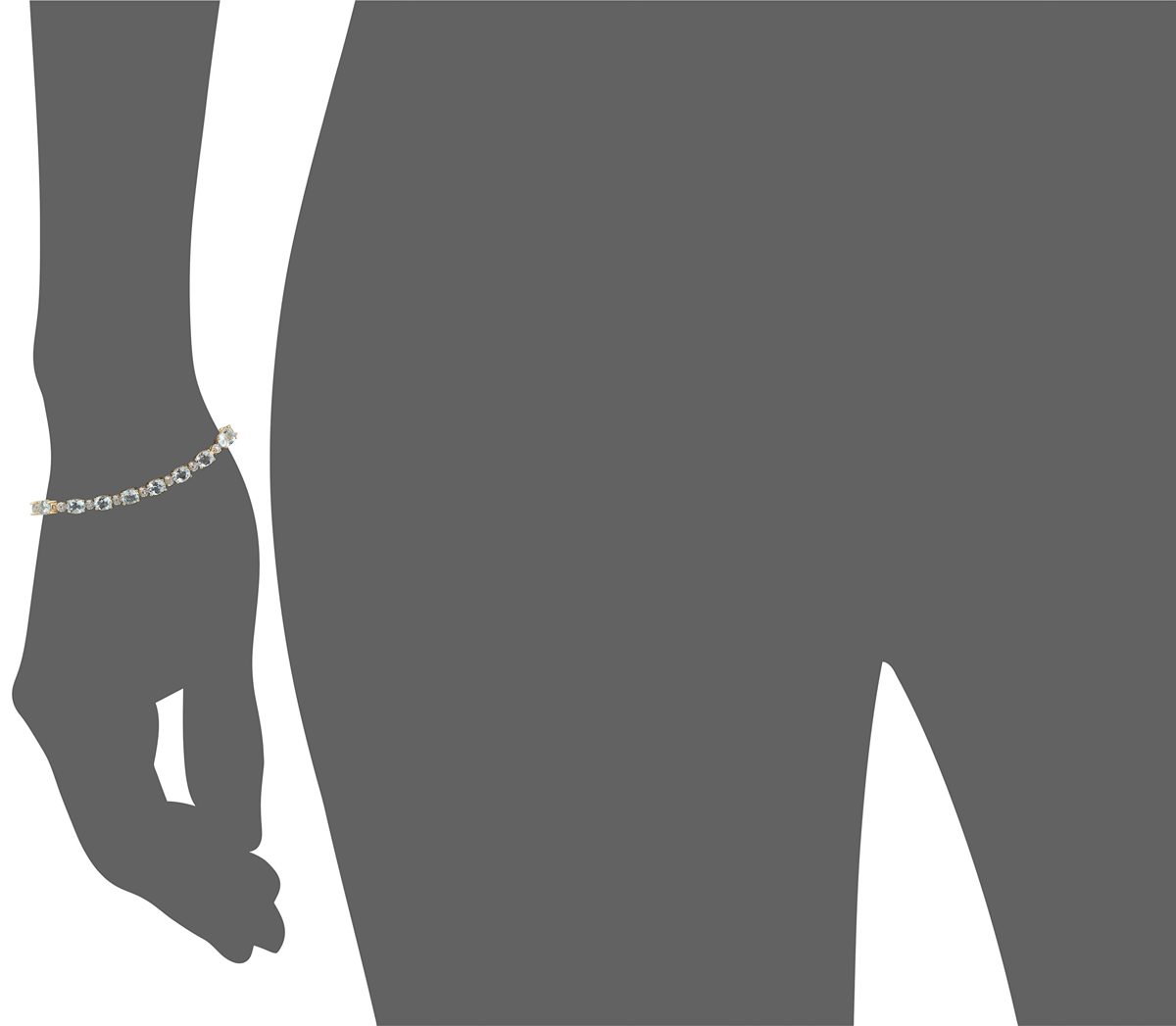 18k Yellow Gold Plated Sterling Silver Genuine Sky Blue Topaz and Diamond Accent Tennis Bracelet, 7.25"
