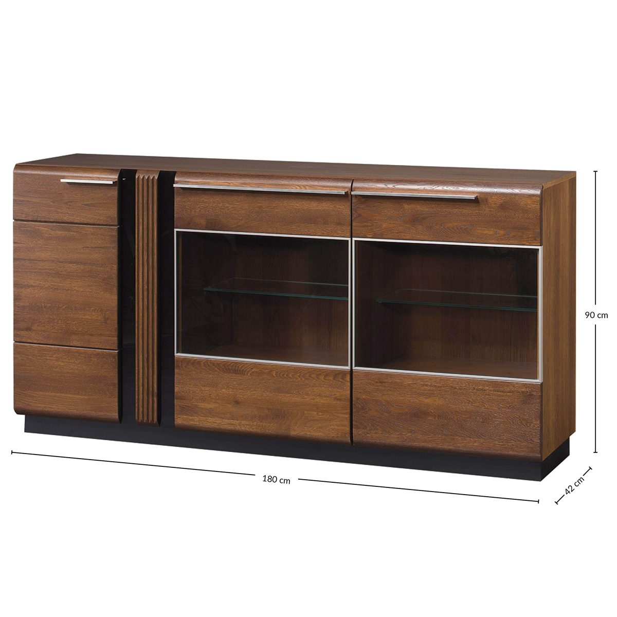 Amazon Brand - Alkove Malvern Solid Wood 3-Door Sideboard Cabinet, 180 x 90 x 42cm, Antic Oak