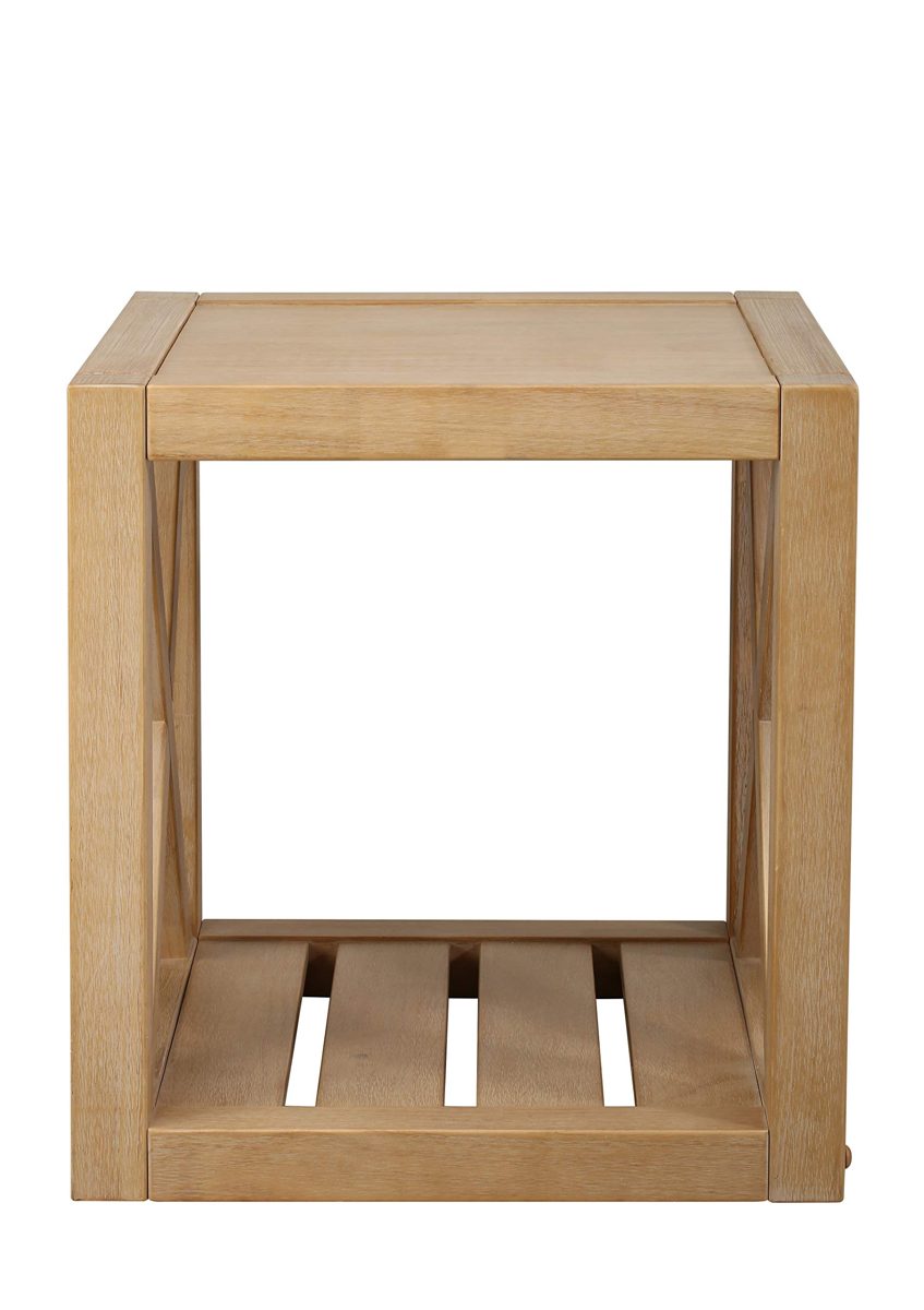 Amazon Brand – Stone & Beam Solid Pine Rustic Farmhouse End Table, 22"W, Rustic Oak