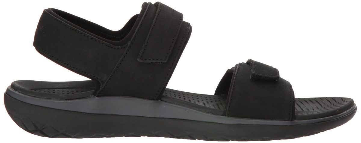 206 Collective Amazon Brand Men's Greenlake Double Band Velcro Sandal, Black Canvas/Nubuck, 8 D US