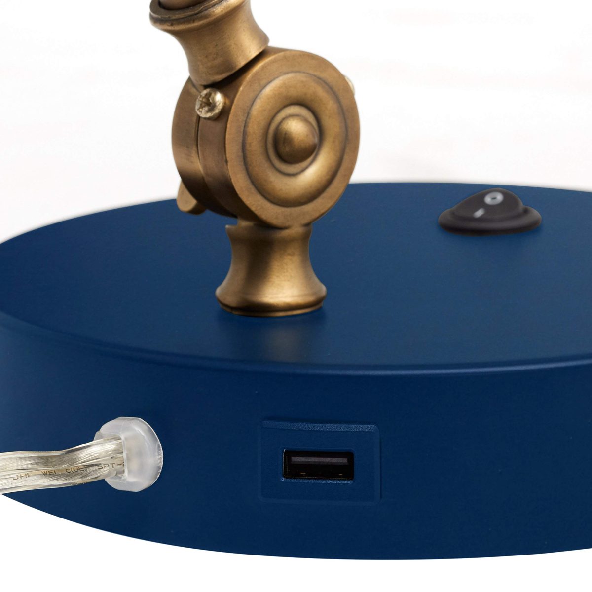 Rivet Caden Adjustable Task Table Lamp with Bulb, 28.5"H, Blue and Brass