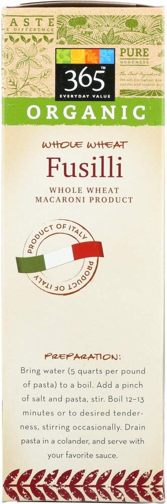 365 Everyday Value, Organic Whole Wheat Fusilli, 16 Ounce
