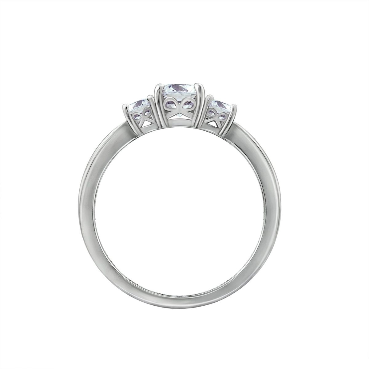 Platinum-Plated Sterling Silver Round 3-Stone Ring made with Swarovski Zirconia (1 cttw), Size 5