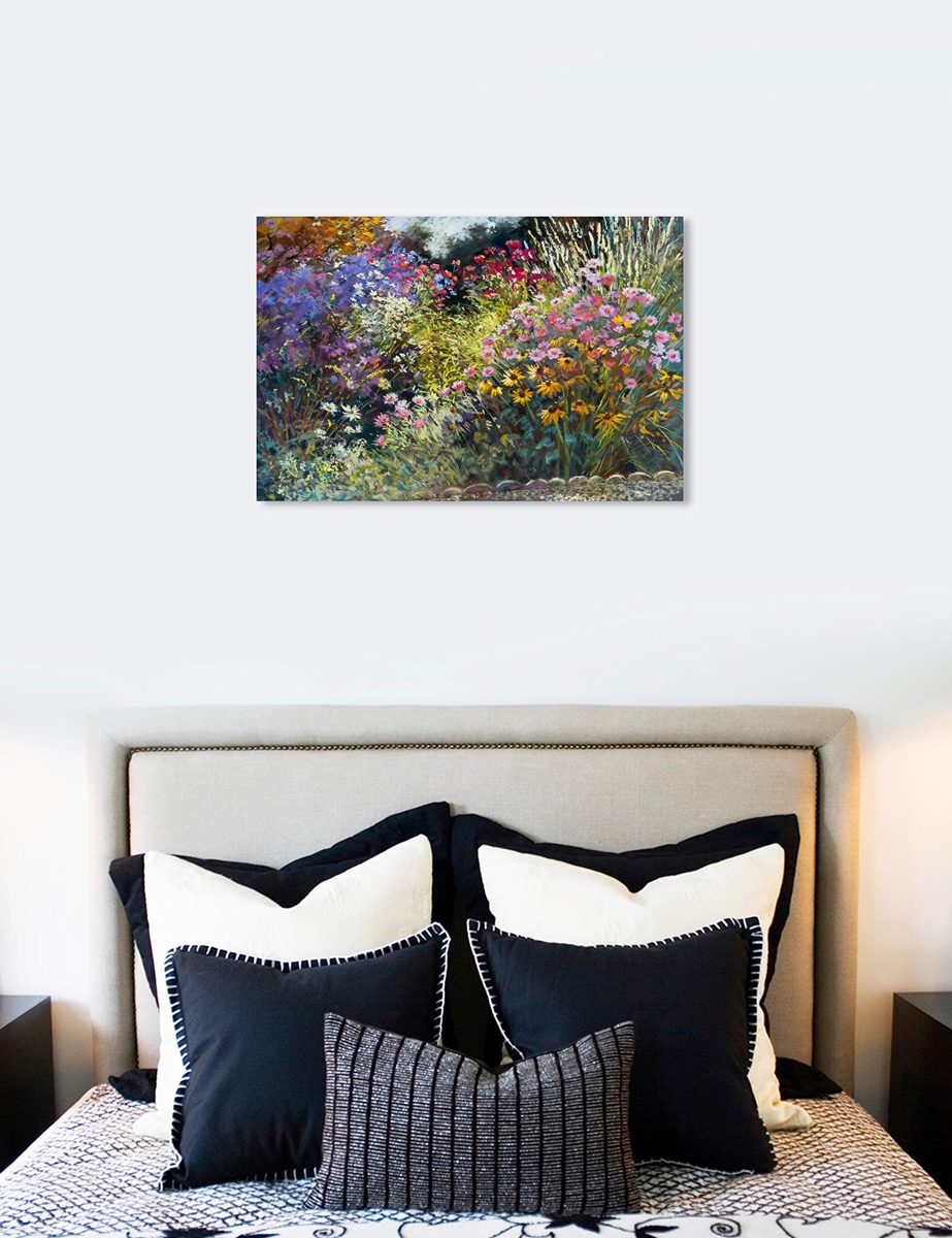 Amazon Brand – Stone & Beam Modern Impressionistic Floral Print Wall Art on Canvas, 45" x 30"