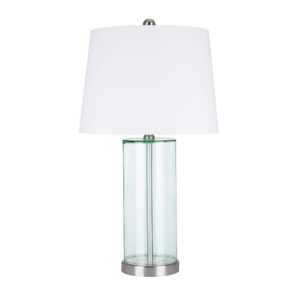 Amazon Brand – Ravenna Home Contemporary Cylindrical Glass Table Lamp, LED Bulb Included, 24.5"H, Seafoam Green
