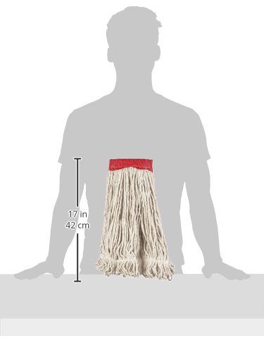 AmazonBasics Loop-End Synthetic Mop Head, 5-Inch Headband, Large, White - 6-Pack
