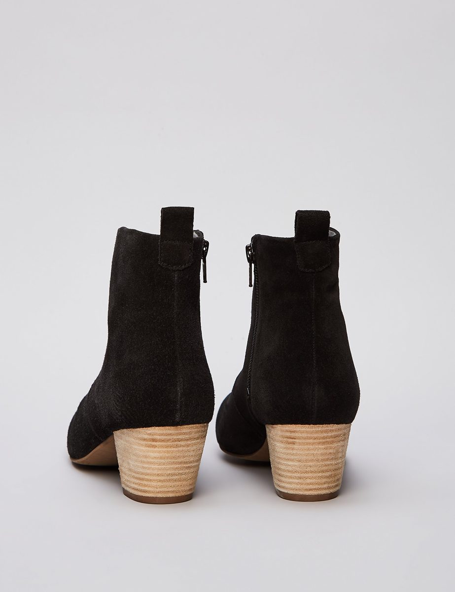 Amazon Brand - find. Leather Western Ankle Boots, Black (Black), US 8.5