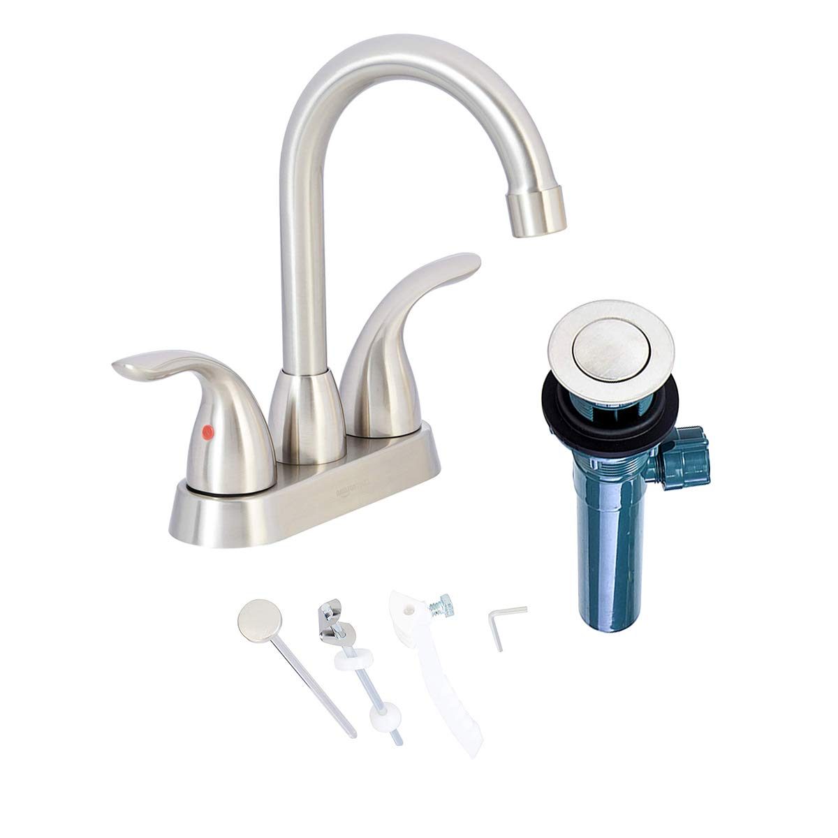 AmazonBasics AB-BF608-SN Basin Faucet-4-Inch, Satin Nickel