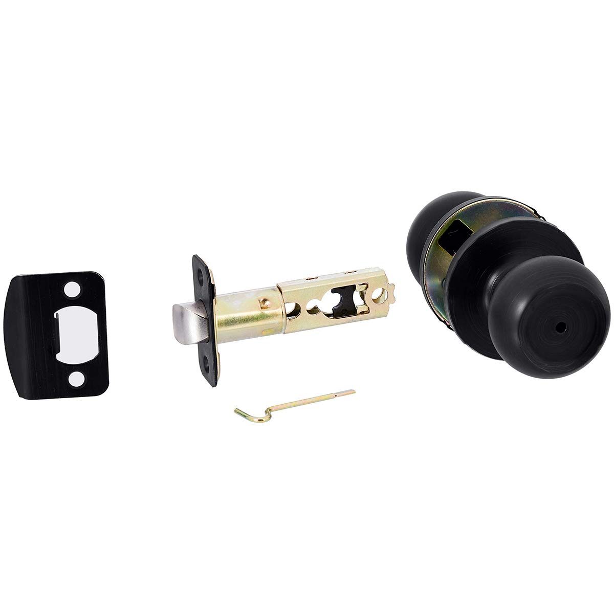 AmazonBasics Bedroom/Bathroom Door Knob With Lock, Coastal, Matte Black