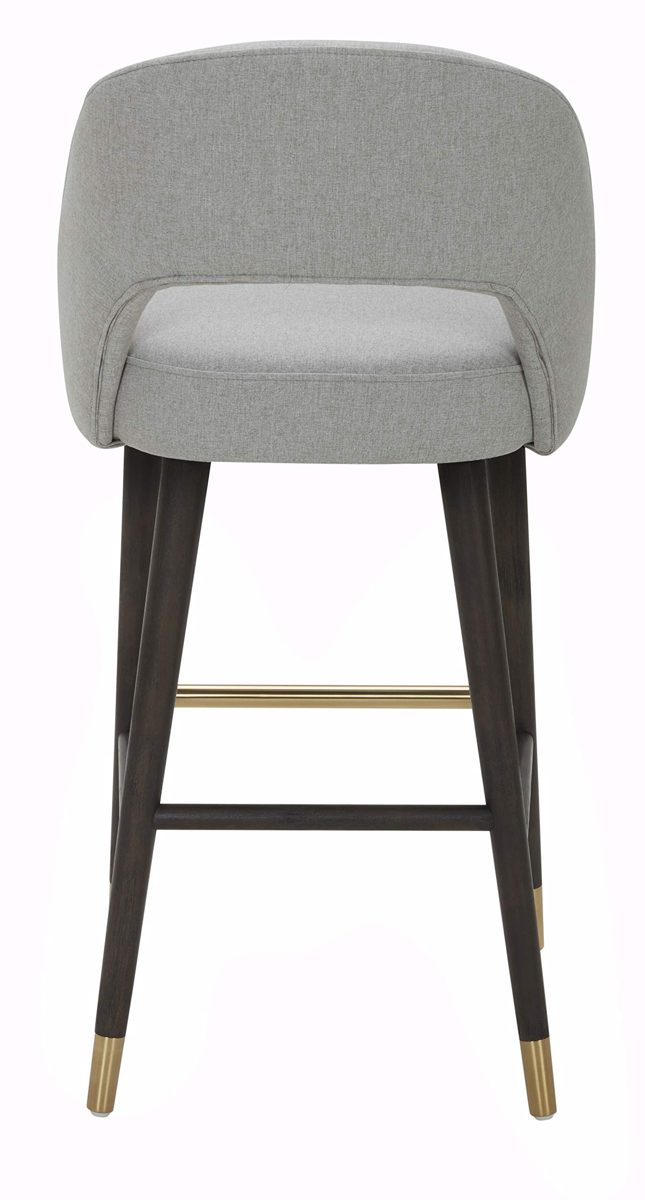 Amazon Brand – Rivet Whit Contemporary Upholstered Bar Stool with Gold Accents, 41"H, Felt Grey