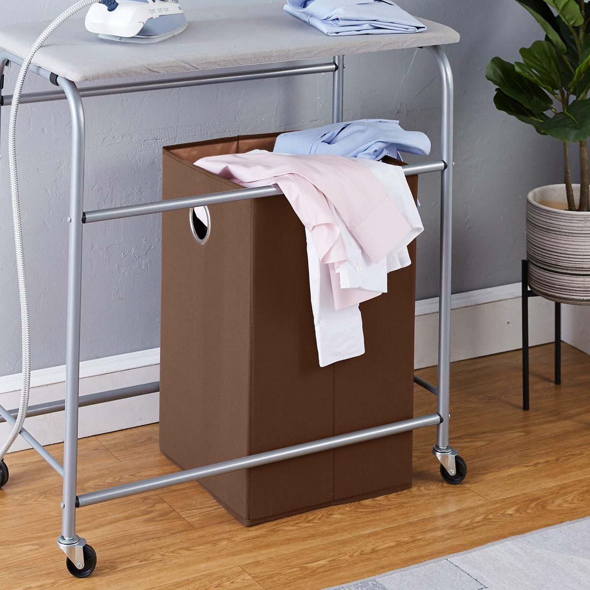 Amazon Brand - Solimo Foldable Cotton Laundry Hamper, Brown