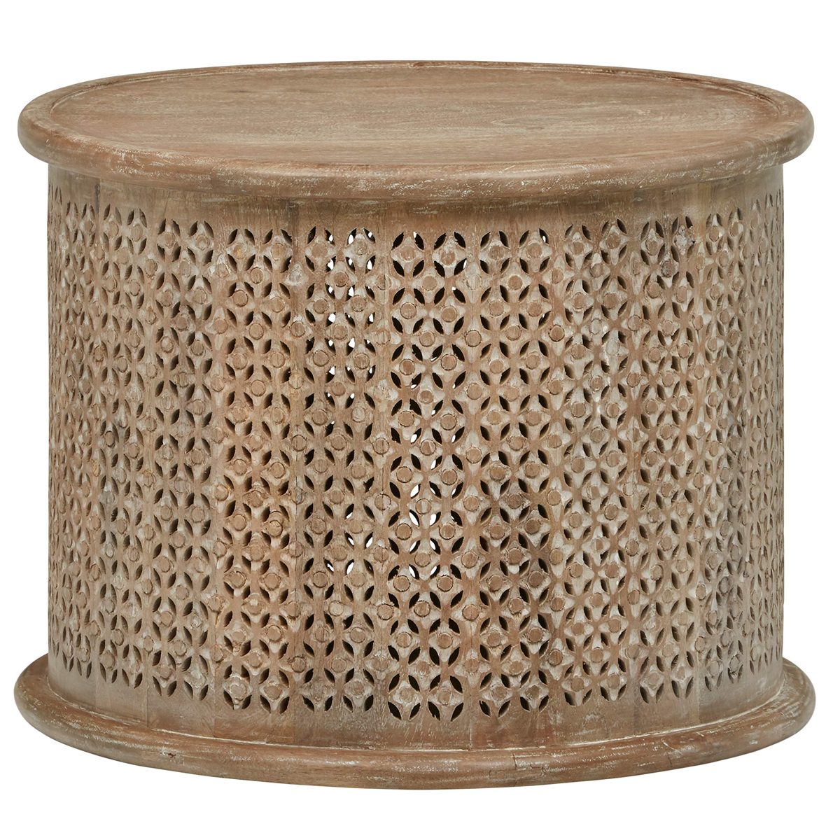 Amazon Brand – Stone & Beam Commodore Casual Round Coffee Table, 23.6"W, Whitewash Mango Wood